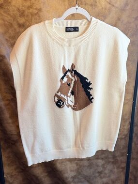 Ivory Horse Sweater Vest